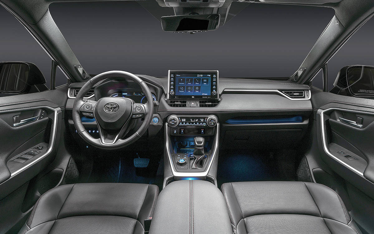 The RAV4 Prime piggybacks on the redesign of the RAV4 for the 2020 model year. It makes for an elegant off-roader. Yes, the torque-rich Prime is all-wheel-drive and has a trail mode. PHOTO: TOYOTA