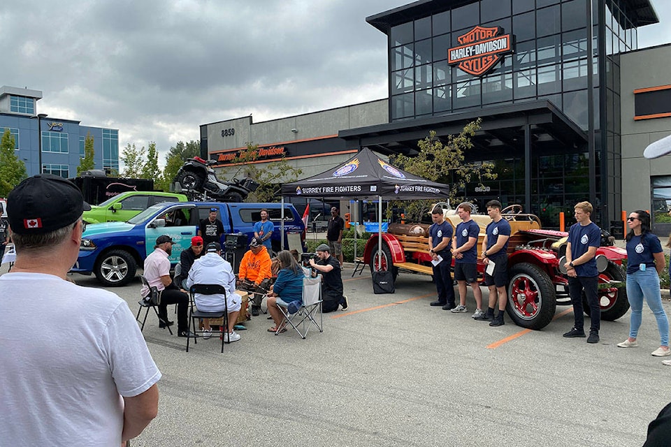 2021 Ride to Recovery made a pit stop at Barnes Harley Davidson in Langley on Aug. 19, 2021. The event was held in an effort to raise awareness about PTSD. (Joti Grewal/Langley Advance Times)
