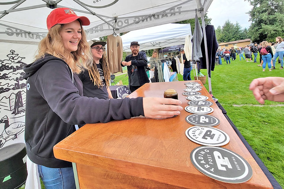 One of 23 breweries handed out a sample at the Fort Langley Beer and Food Festival on Saturday, Oct. 2. (Dan Ferguson/Langley Advance Times)