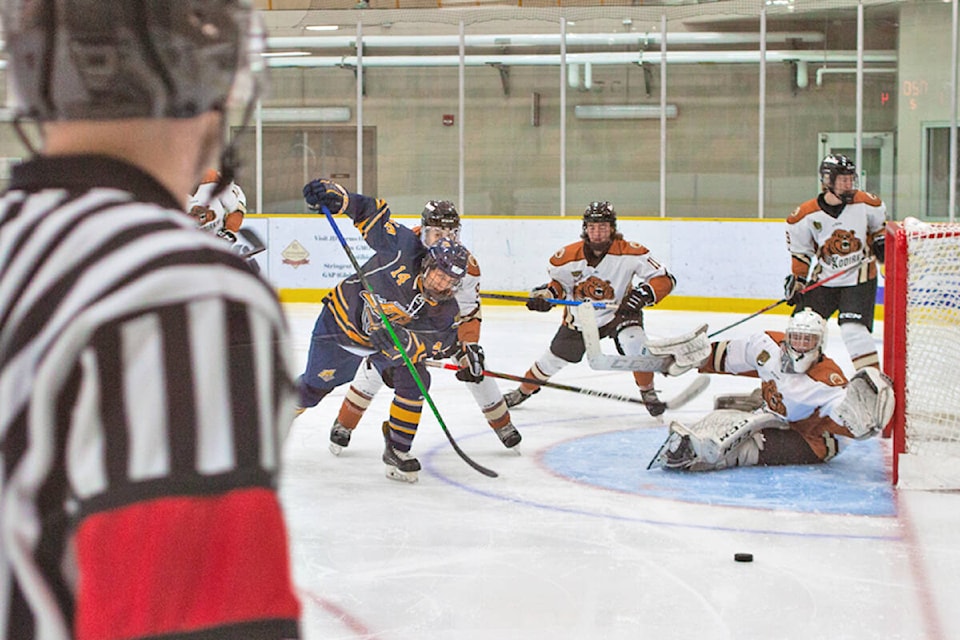Aldergrove Kodiaks lost 8-3 to Chilliwack Jets in a Sept. 22 home game that saw four game misconduct penalties handed out at the Aldergrove Credit Union Community Arena. (Kurt Langmann/Special to Langley Advance Times)