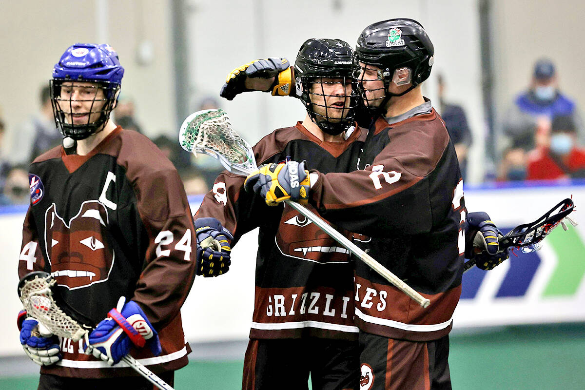 Grizzlies scored three times with the man advantage while their goaltenders combined to stop 43 of 48 shots in their teams 13-5 win over the Black Fish as the Arena Lacrosse League debuted their new four-team West Division at Langley Events Centre. (Garrett James, Langley Events Centre/Special to Langley Advance Times)
