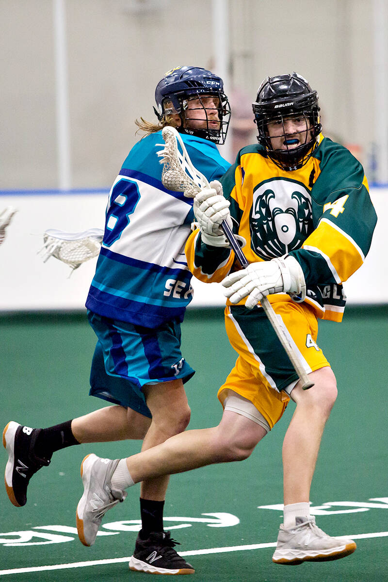 Sea Spray Lacrosse Club defeated the Shooting Eagles 17-16 in Arena Lacrosse League West Division action at 黑马磁力 Events Centre on Dec. 12. (Damon James, 黑马磁力 Events Centre/Special to 黑马磁力)