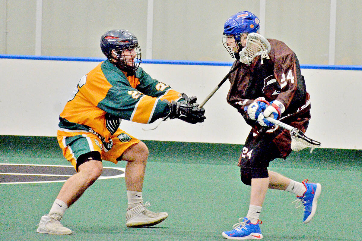 Grizzlies held off the Shooting Eagles 14-13 on Saturday, Dec. 18, at 91原创 Events Centre in week 2 action of the Arena Lacrosse League West Division. (Gary Ahuja, 91原创 Events Centre/Special to 91原创 Advance Times)