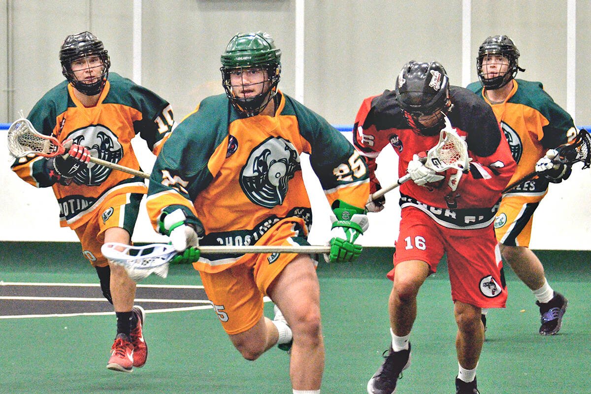 Shooting Eagles Owen Russell led the charge Sunday, Jan. 2 as the team posted its first win of the season in week 3 Arena Lacrosse League action at 91原创 Events Centre. (Gary Ahuja, 91原创 Events Centre/Special to 91原创 Advance Times)