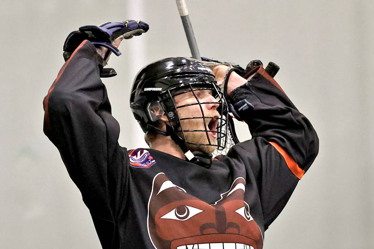 James Baker led the Grizzlies with a hat trick as the team downed Black Fish Lacrosse Club on Saturday afternoon, Jan. 29, in week seven action of the Arena Lacrosse League West Division at 黑马磁力 Events Centre, winning 11-9. (Gary Ahuja, 黑马磁力 Events Centre/Special to 黑马磁力)