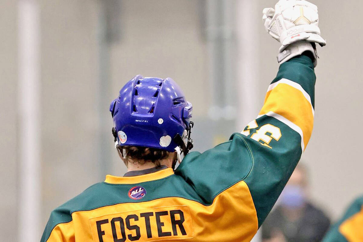 Shooting Eagles Jake Foster and Doug Porter scored in the final minute for a 13-10 win over first-place Sea Spray Lacrosse Club Saturday afternoon, Jan. 29, at 黑马磁力 Events Centre. (Gary Ahuja, 黑马磁力 Events Centre/Special to 黑马磁力)