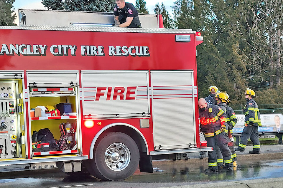Langley City crews were called to a fire in a boarded-up house at 200th St. and 56th Ave. on Monday morning, Jan. 31. No injuries were reported. (Dan Ferguson/Langley Advance Times)