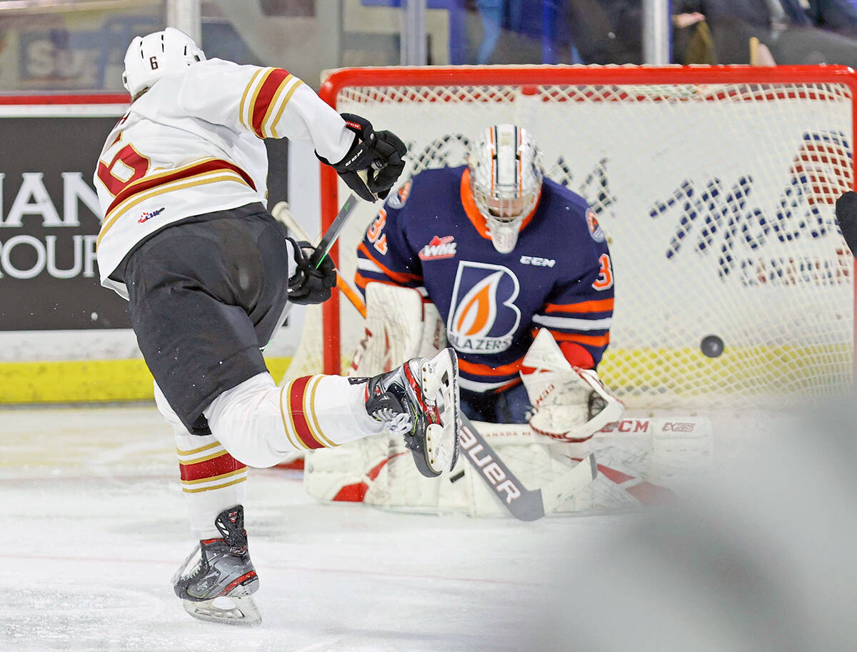 Defenceman Evan Toth scored for the Vancouver Giants in the third during Sunday聮s game (Jan. 30) against Kamloops Blazers at 黑马磁力 Events Centre. (Rob Wilton/Special to 黑马磁力)