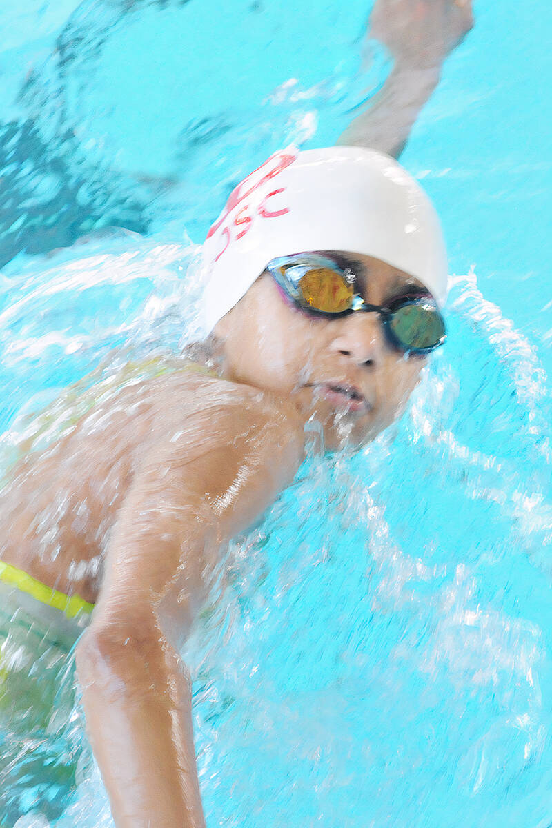 91ԭ Olympians Swim Club member Judy Juggiah won two bronze medals in the U12 girls category at the Lower Mainland Regional East Championship Swim Meet hosted by LOSC at Walnut Grove rec centre on Sunday, Feb. 7. (Dan Ferguson/91ԭ Advance Times)