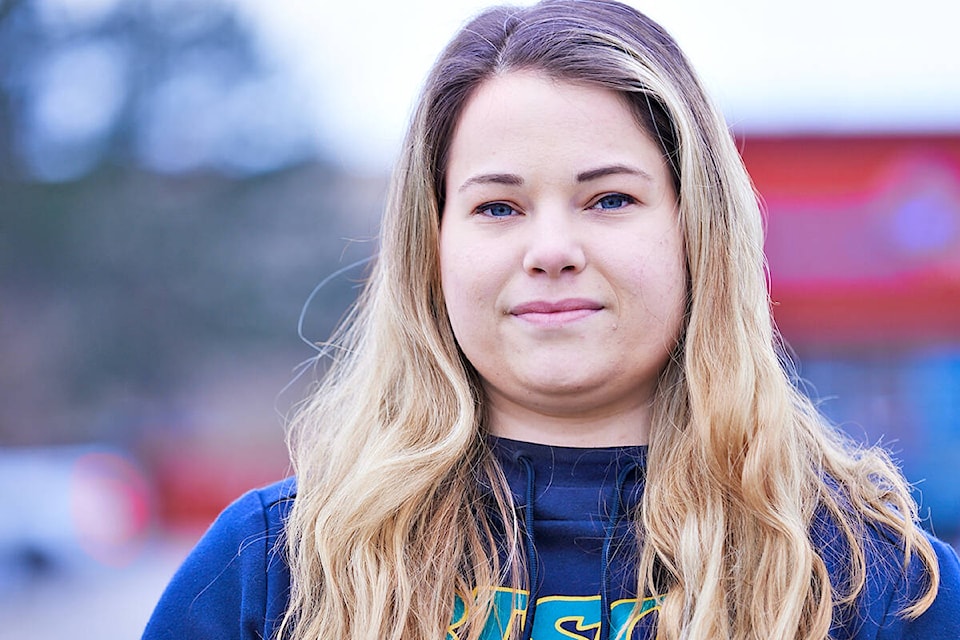 Langley’s Tasha Willing set a new B.C. weightlifting record. Willing, a track and field star originally from Chilliwack, only started competing at weight lifting in November. (Rob Wilton @RJMedia.tech/Special to Langley Advance Times)