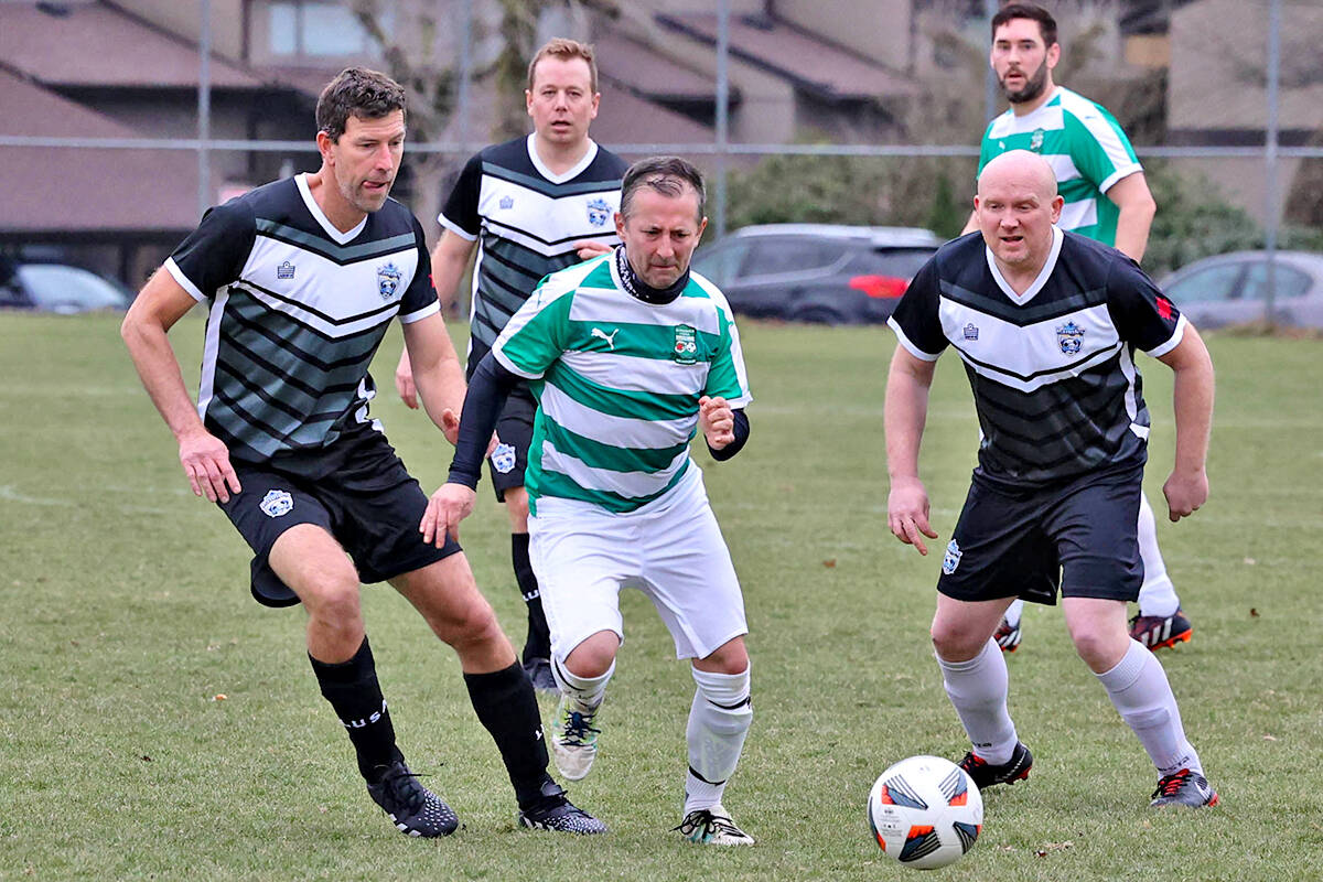 On Sunday, Feb. 27, Aldergrove Players FC hosted the inaugural Graeme Wills Memorial game, taking on the LUSA Knights. (Art Bandenieks/Special to Langley Advance Times)
