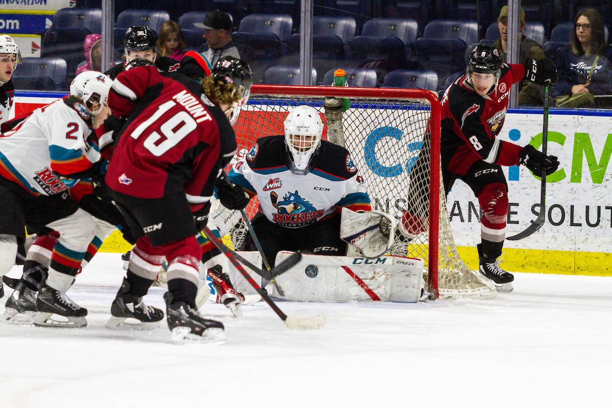 Saturday night, April 9, at Prospera Place in Kelowna, the Vancouver Giants dropped an 8-4 decision to the Kelowna Rockets. (Steve Dunsmoor/Special to Langley Advance Times)