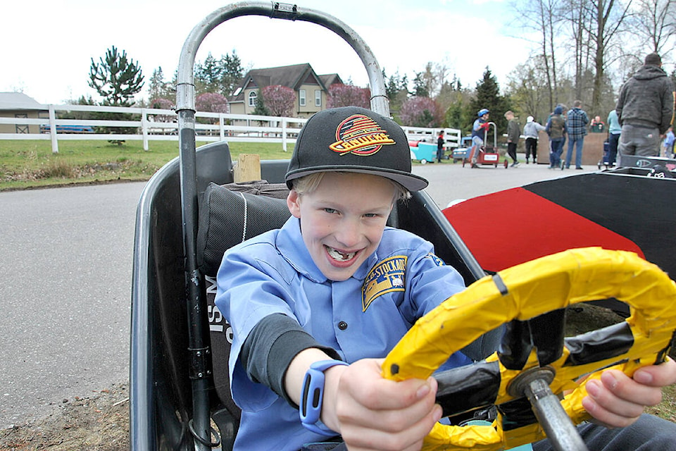 Bad weather held off long enough Sunday afternoon to allow a Langley church to host its 44th annual soapbox derby along a section of 18th Avenue. (Roxanne Hooper/Langley Advance Times)