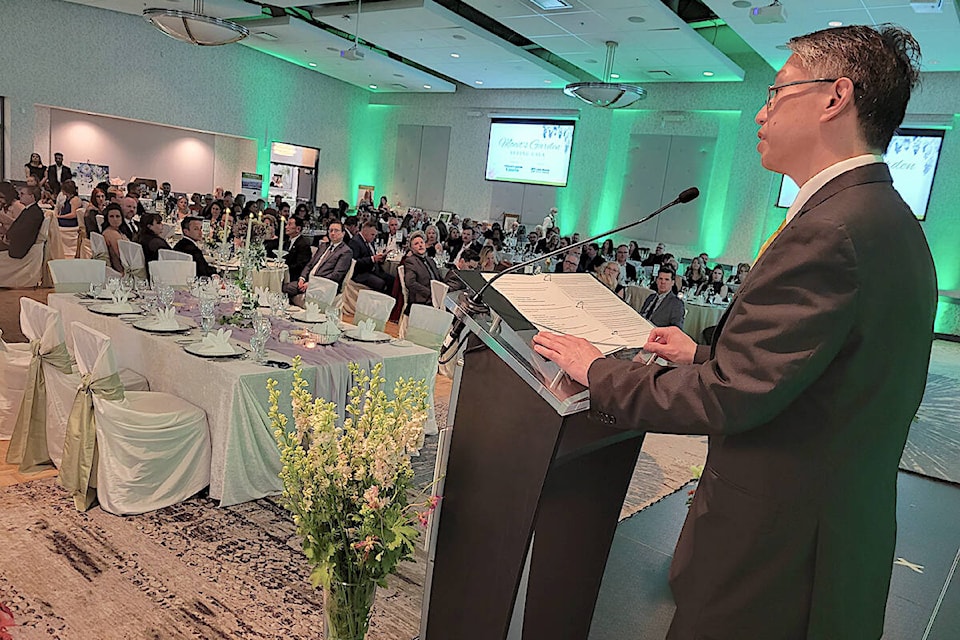 Langley Memorial Hospital’s Dr. Emil Lee spoke at the Langley Memorial Hospital Foundation gala and fundraiser on Saturday, May 14 at the Coast Langley City Hotel and Convention Centre. (Dan Ferguson/Langley Advance Times)