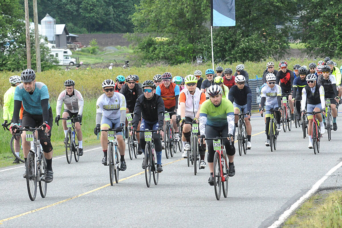 An estimated 1,000 cyclists took part in the return of the Valley Granfondo at Eagle Acres farm near Fort 91ԭ on Saturday, June 4. (Dan Ferguson/91ԭ Advance Times)