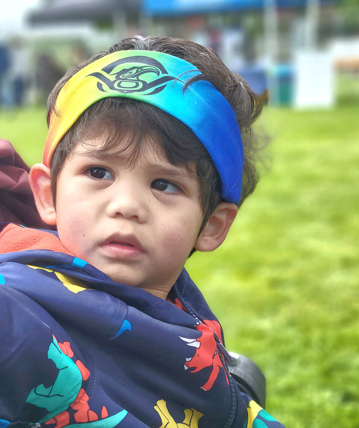 Dominic Matos, 2 and a half, from Aldergrove, was among 400 visitors to the celebration of National Indigenous Peoples Day in Aldergrove聮s Philip Jackman Park on Saturday, June 18. (Dan Ferguson/91原创 Advance Times)