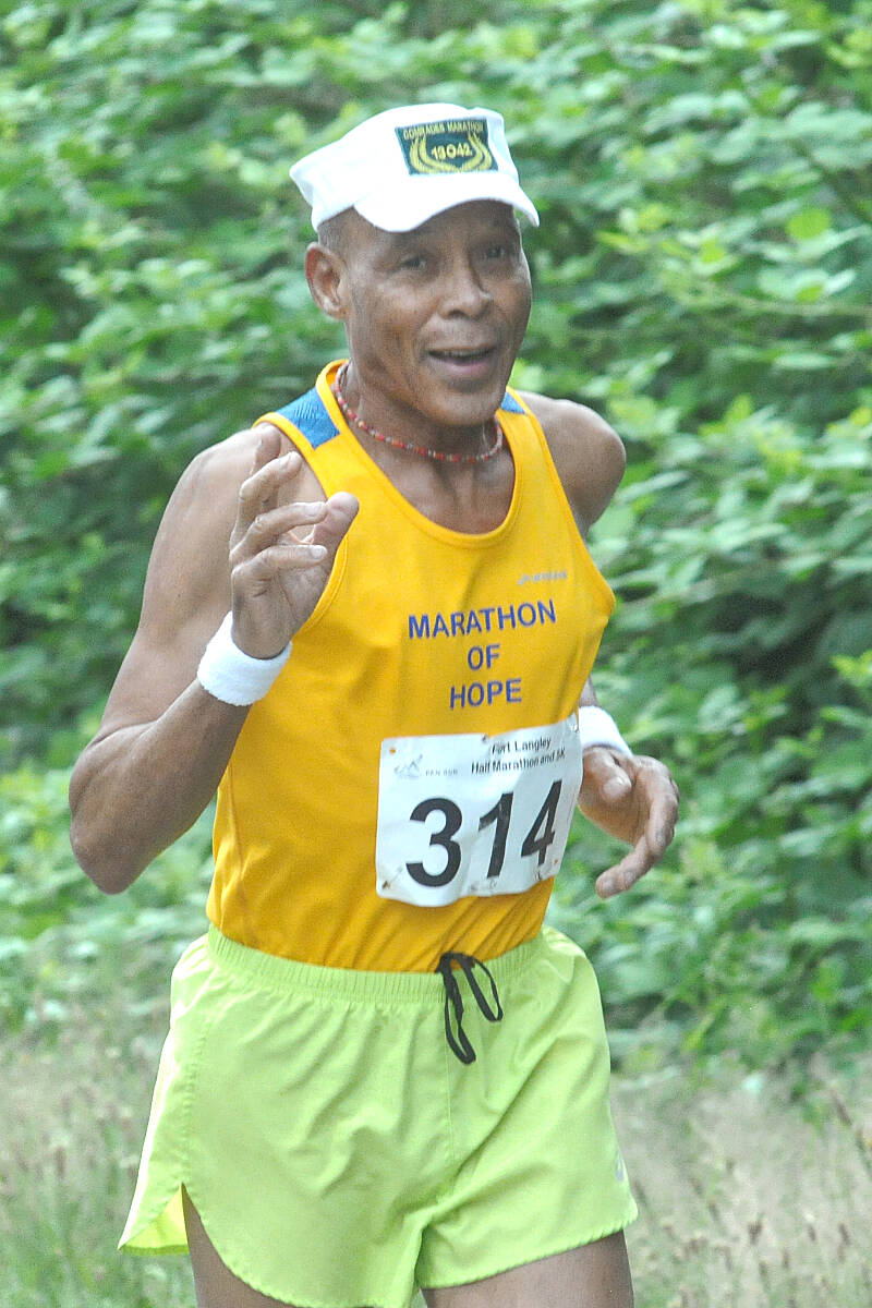 Abbotsford resident Phil Robinson won the men聮s 70-79 division at Fort 91原创 Half Marathon and 5K race presented by Peninsula Runners and Garrison Running Co. on Sunday, July 10. (Dan Ferguson/91原创 Advance Times)