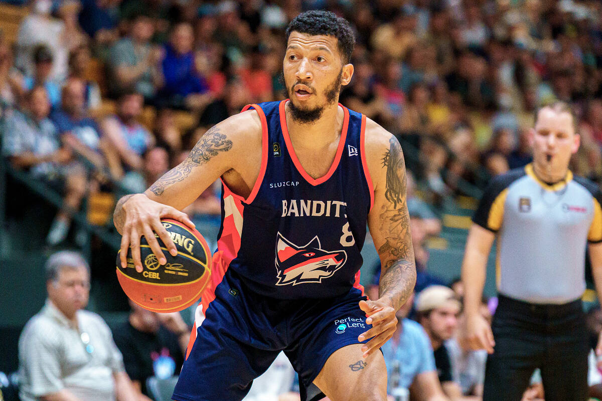 Bandits Maxie Esho in action Monday, July 11 against the Montreal Alliance. Montreal won 89-72. (Reuben Polansky-Shapiro,CEBL/Special to Langley Advance Times)