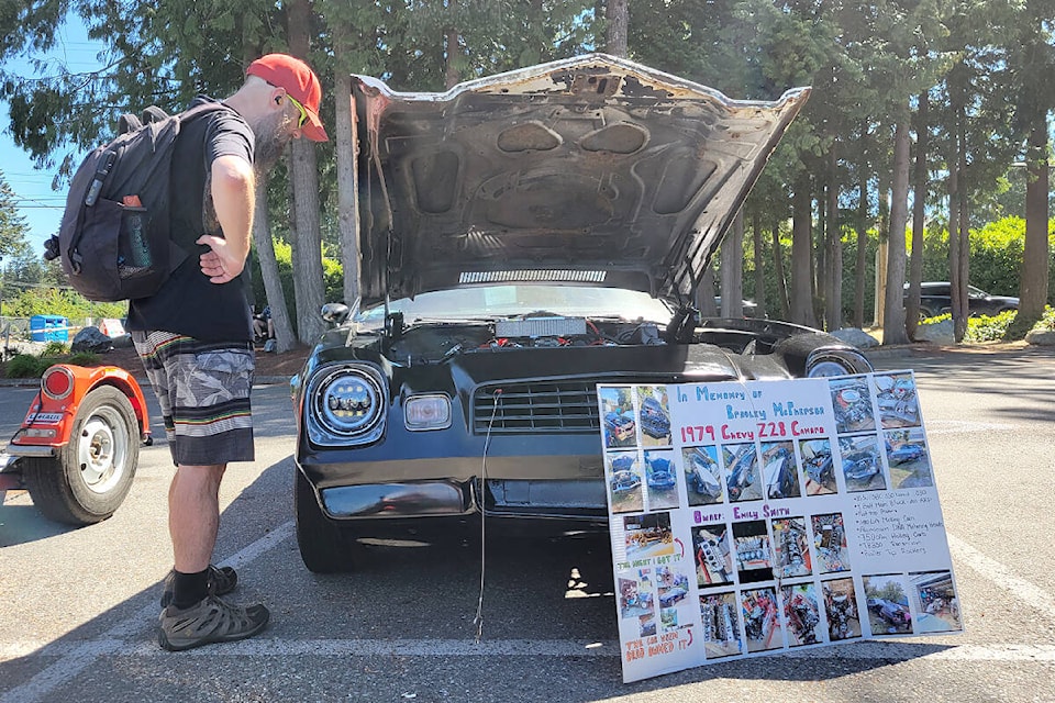 On Saturday, Aug. 6, the 1978 Camaro Z28 that used to belong to Brad McPherson was on display at the ‘Burnouts In The Sky’ show and shine in 91ԭ that honours the memory of McPherson. (Dan Ferguson/91ԭ Advance Times)