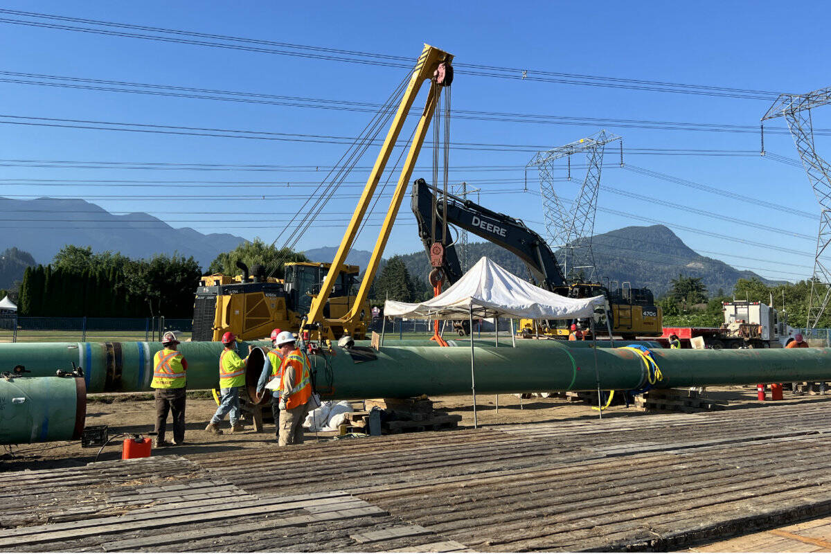 Trans Mountain Pipeline Expansion Project construction in the back field at Vedder Middle School in Chilliwack on July 29, 2022. (Paul Henderson/ Chilliwack Progress)