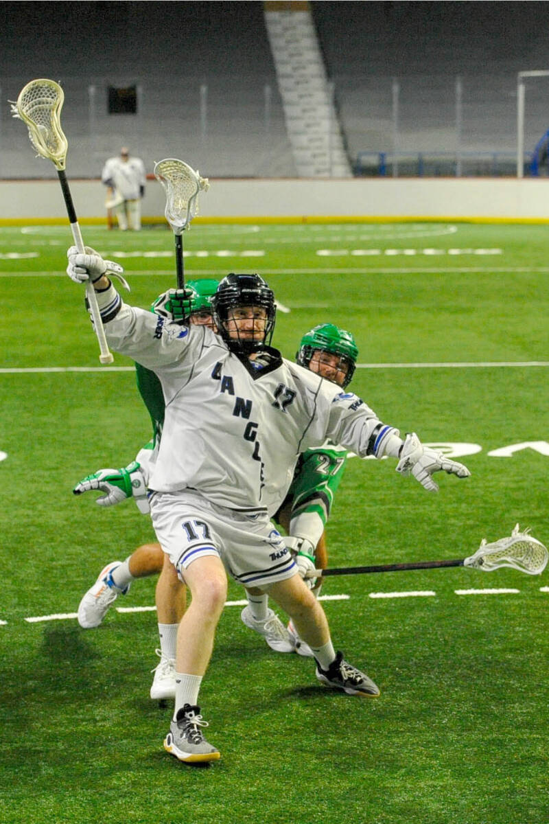 Curtis Dickson led all scorers with seven points for the Langley Thunder in a 10-8 victory over the visiting Victoria Shamrocks on Saturday, Aug. 13, at Langley Events Centre to give Langley a 3-2 lead in the Western Lacrosse Association best-of-seven semi-final. (Gary Ahuja, Langley Events Centre)