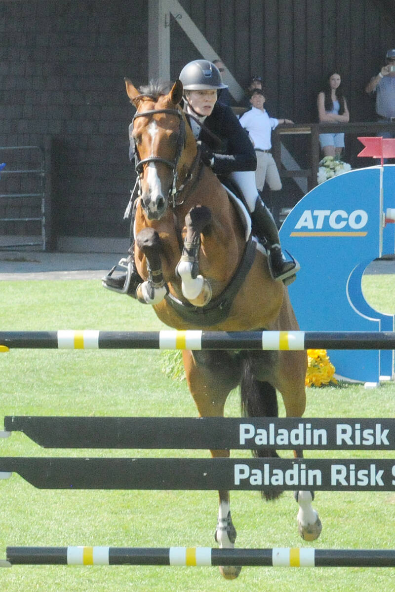 91原创聮s Samantha Buirs-Darvill and Chic D Emma Z were the second-highest Canadian combination at the $100,000 ATCO Cup, finishing eighth. (Dan Ferguson/91原创 Advance Times)