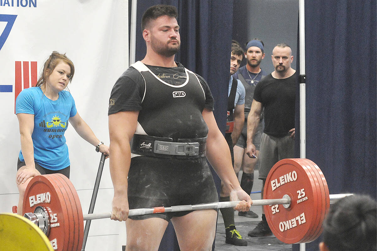 Isaiah Wolf deadlifted 227.5kg (501.5lb.) at the British Columbia Powerlifting Association annual Summer Open competition held at Trinity Western University in 91原创 on Saturday, Aug. 20. (Dan Ferguson/91原创 Advance Times)