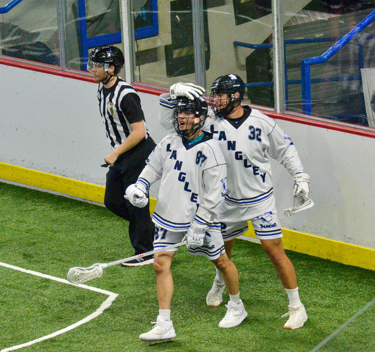 Langley Thunder defeated the Nanaimo Timbermen 11-5 on Saturday night (Aug. 27) at Langley Events Centre in game five of the WLA Finals to win the best-of-seven series four games to one.(Langley Events Centre/Special to Langley Advance Times)