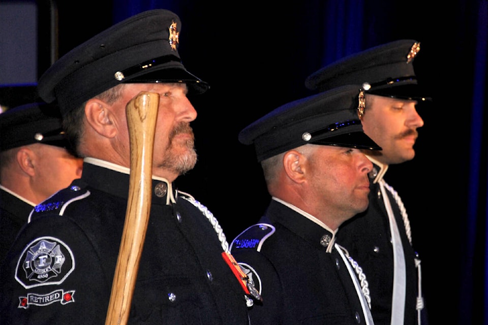 A contingent of Township of Langley firefighters and some 400 guests came together at the Langley Events Centre Saturday night for the fourth annual Mayor’s Charitable Gala. (Roxanne Hooper/Langley Advance Times)