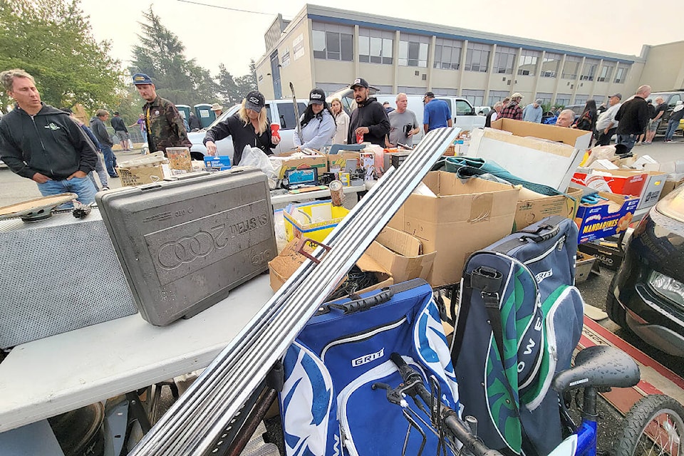 Thirty-eight vendors filled the front parking lot of Aldergrove Secondary School with bargains for the Cruise-In swap meet and car corral on Sunday, Sept. 11. (Dan Ferguson/Langley Advance Times)