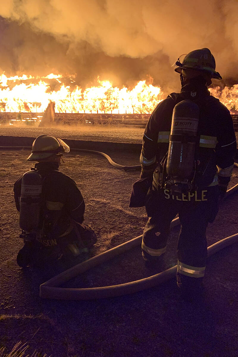 91原创 Township firefighters at the scene of a barn fire in Brookswood on Monday, Sept. 12. (91原创 Township Fire Department/Special to the 91原创 Advance Times)