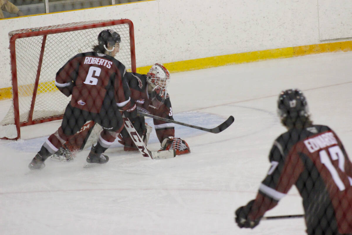 Colton Roberts was able to play in front of a home crowd at Cam Neely Arena and even scored the first goal of the game. (Brandon Tucker/The News)