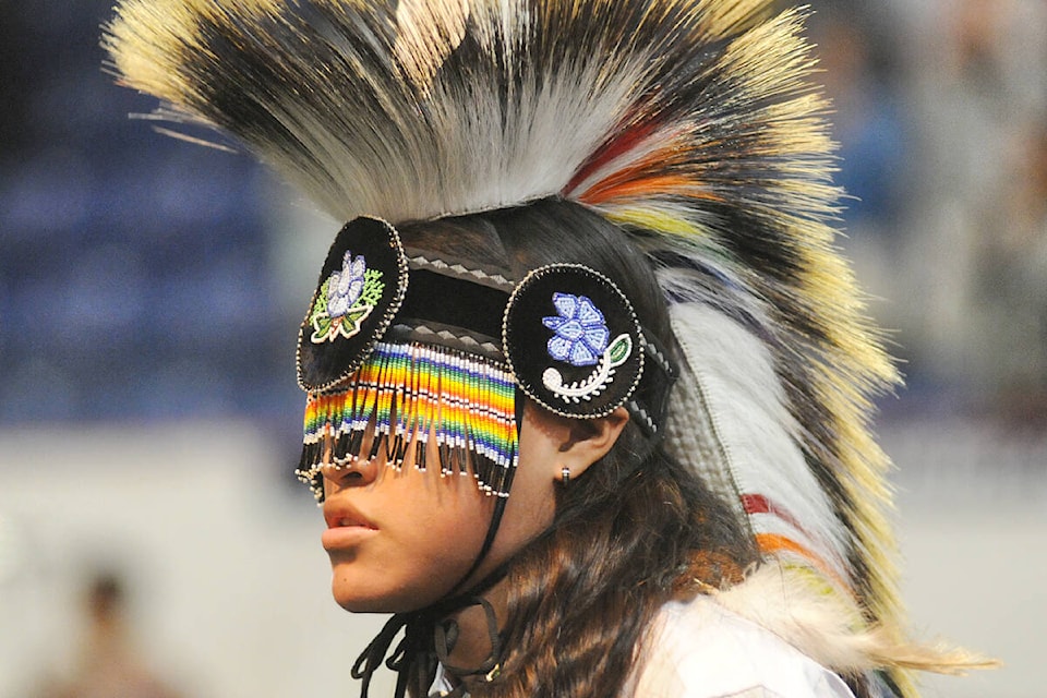 For three days, from Sept. 16 to 18, singers, dancers, and drummers from B.C., Alberta, and the U.S. filled the Langley Events Centre for the first stɑl̓əw̓ powwow cultural event. (Dan Ferguson/Langley Advance Times)