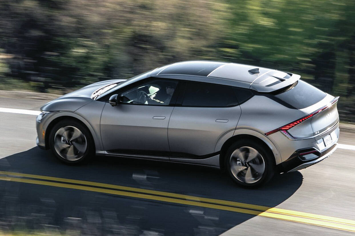 The sloped rear glass impacts cargo room, but thereÂ’s plenty once the rear seat is folded forward. PHOTO: KIA