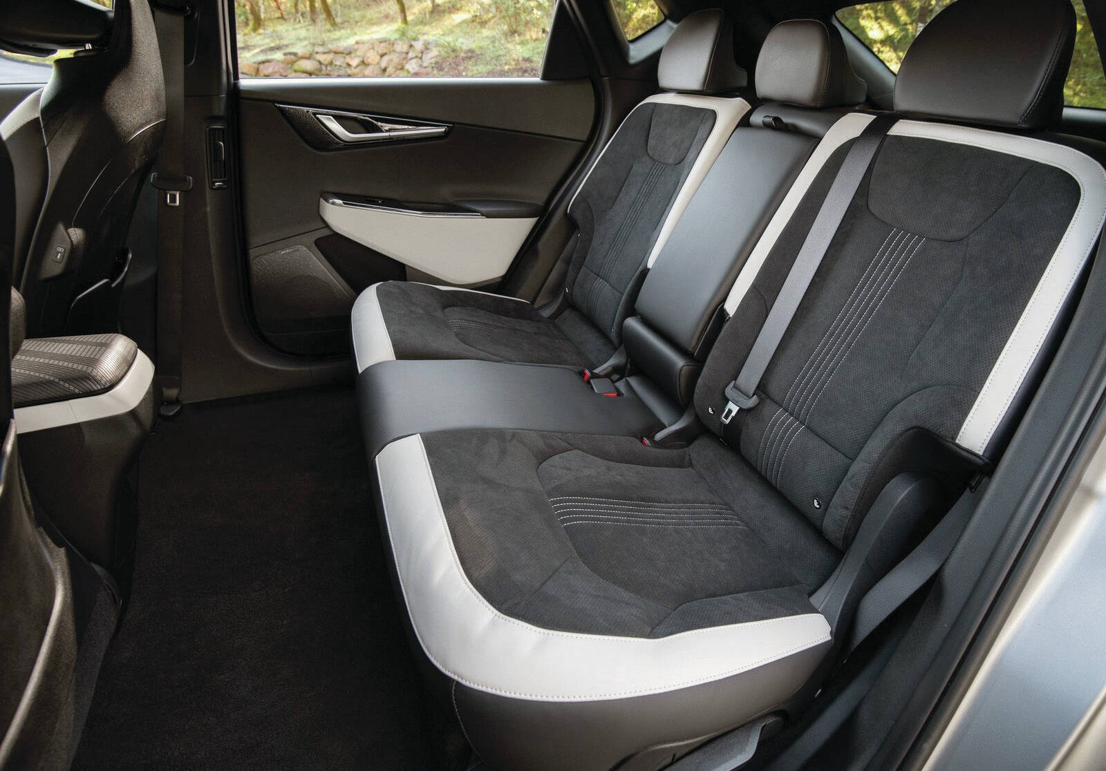 The EV6 is smaller than the Kia Sorento utility vehicle, but the distance between the front and rear wheels equals that of the eight-passenger Telluride utility vehicle. That aids passenger room. PHOTO: KIA
