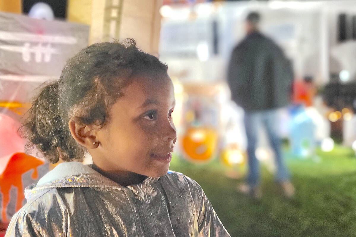 Eliyah King, 4, was delighted with the Halloween Town display 20504 43rd Avenue, behind George Preston arena. It is open till around 10 p.m. every night through Halloween.(Dan Ferguson/91ԭ Advance Times)