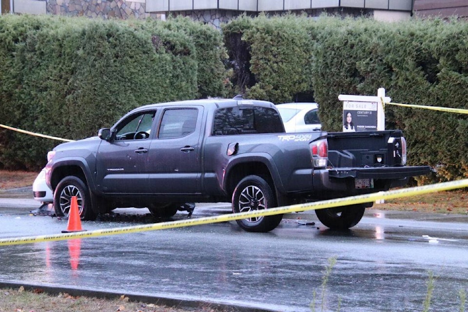 One man was injured in what police believe was a targeted shooting in the 11700 block of 92A Avenue in North Delta on Thursday, Nov. 3, 2022. (Shane MacKichan photo)