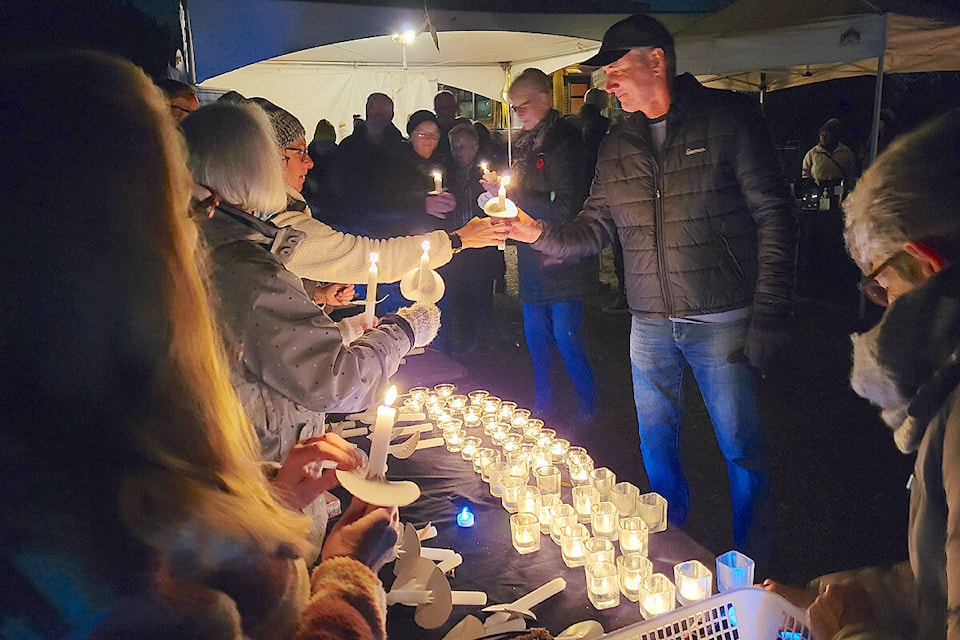 About 150 people marked National Grief and Bereavement Day in Langley’s Derek Doubleday Arboretum on Tuesday Nov. 15, some taking part in a candlelight walk through the park in memory of loved ones. (Dan Ferguson/Langley Advance Times)