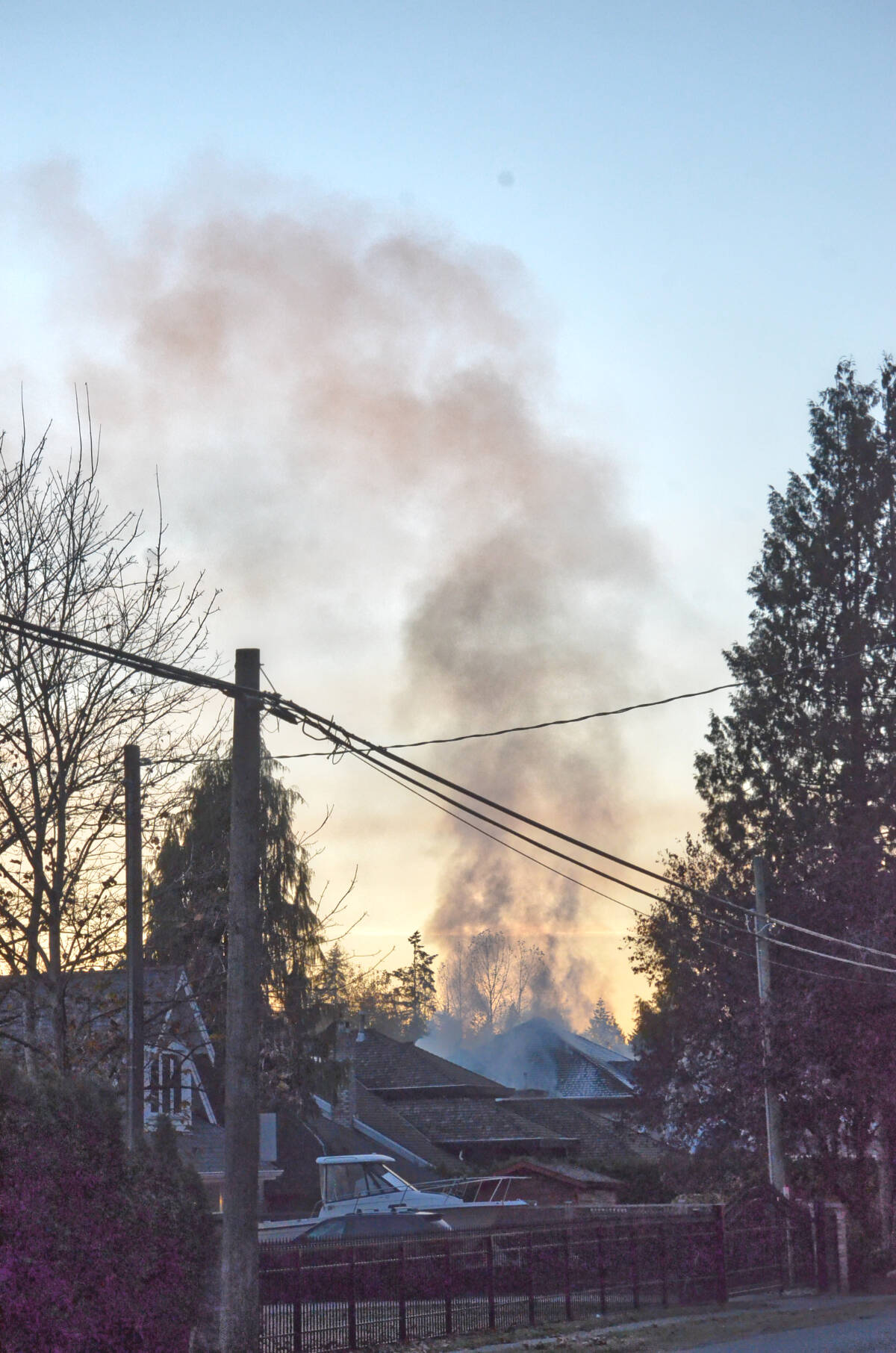 A home in the 20100 block of 24th Avenue caught fire Nov. 18, 2022. (Heather Colpitts/Langley Advance Times)