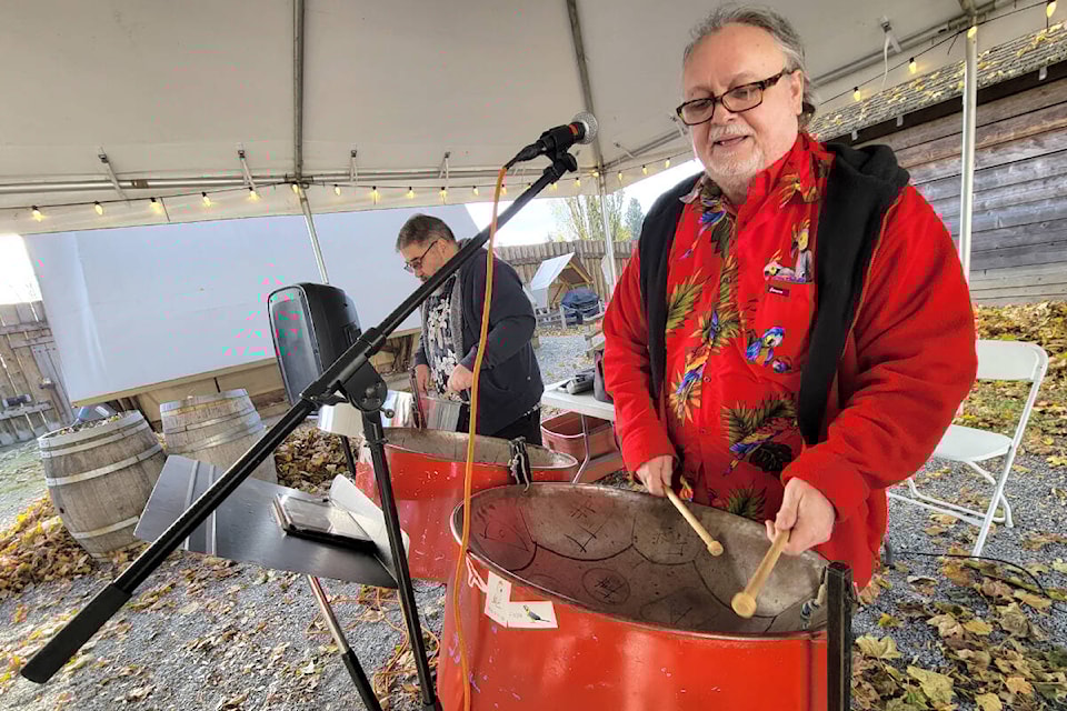 A steel drum band was part of the Douglas Day activities at historic Fort 91ԭ on Saturday, Nov. 19, which focussed in part on the personal history of B.C. founder Sir James Douglas, born in Guyana. (Dan Ferguson/91ԭ Advance Times)