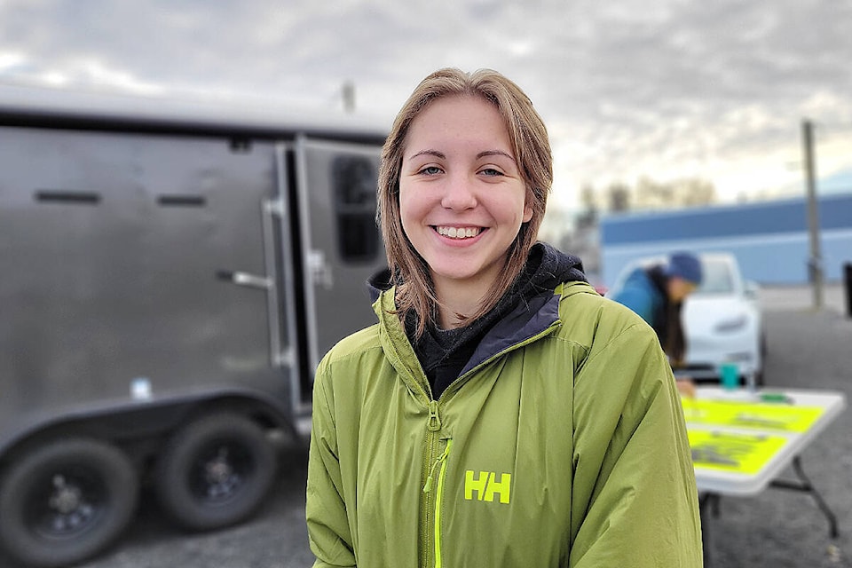 On Sunday, Nov. 20, in Aldergrove, Fraser Valley Adventist Academy (FVAA) student Soleina Hunter and classmates were collecting donations of non-perishable food at the Aldergrove Plaza. (Dan Ferguson/91ԭ Advance Times)