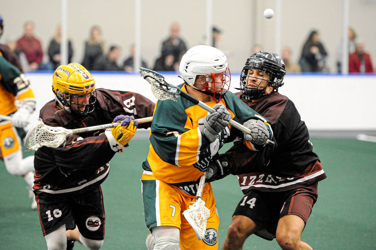 Grizzlies improved to 3-0 in the Arena Lacrosse League West Division thanks to a 13-9 win over the Shooting Eagles on Sunday afternoon at Langley Events Centre. (Ryan Molag Langley Events Centre)