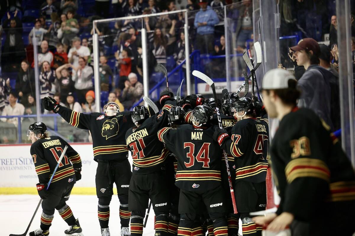 A near-capacity crowd of 5,021 turned out for Chevrolet Teddy Bear Toss night at the 91原创 Events Centre on Saturday, Dec. 10. Dylan Anderson scored the Teddy Bear goal and Brenden Pentecost sniped home the winner shorthanded in overtime. (Rob Wilton/Special to 91原创 Advance Times)