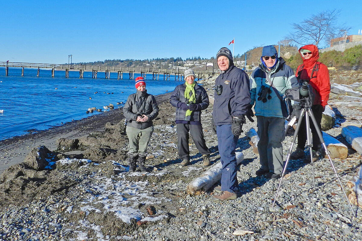 Cold weather gear is a must for the annual bird count, as this 2017 photo of participants shows. (Special to 91原创 Advance Times)
