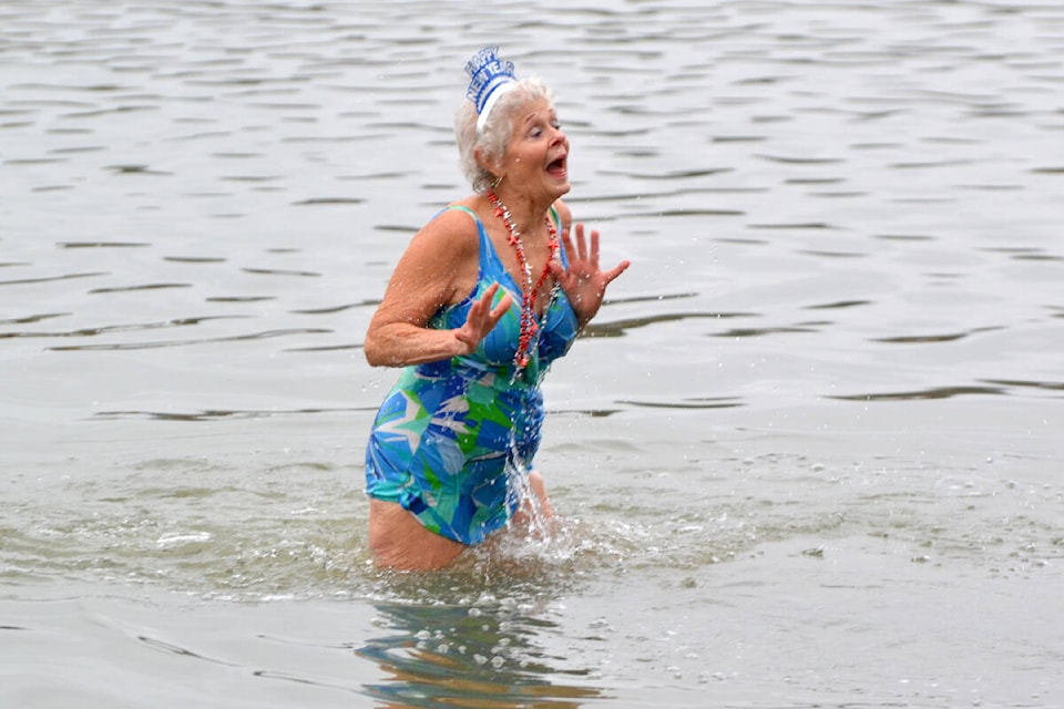 ”Dorothy Humberstone, a 76-year-old resident of Fort 91ԭ, takes the polar bear swim challenge in the Bedford Channel waters. Humberstone has been participating in the event for years and brought dozens of family members to join her this year.