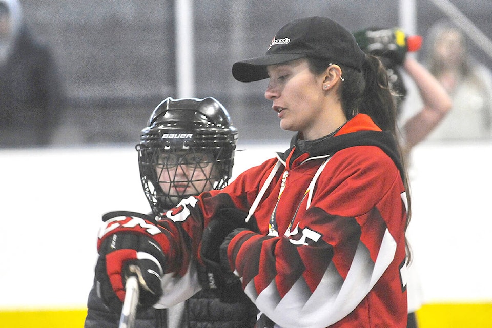 About 30 novice players turned out for a girls-only ball hockey tri-it event at the George Preston Sports Box on Saturday, Jan. 21, part of a campaign to get more girls into the game. (Dan Ferguson/91ԭ Advance Times)