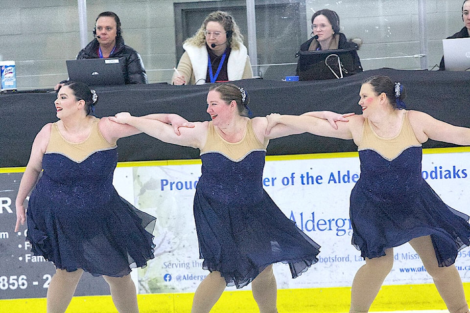 Aldergrove Skate Club synchronized skating teams collected multiple medals at the West Coast Challenge Synchronized and Adult Skating Competition held at the Aldergrove Credit Union Community Centre on Saturday, Feb. 11. (Dan Ferguson/Langley Advance Times)