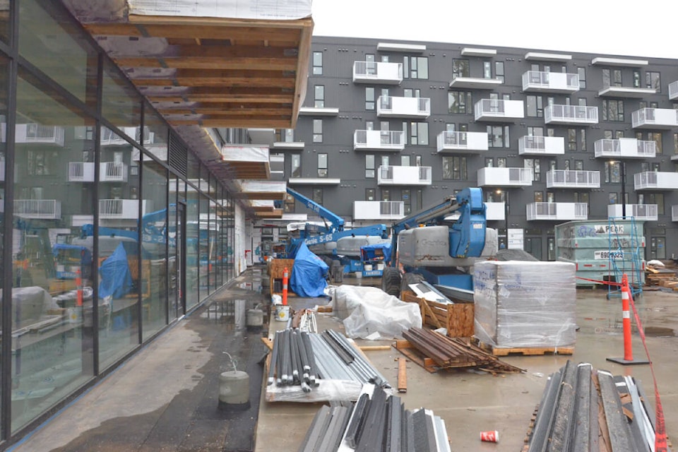 A six-storey building under construction on 221A Street near 91ԭ Memorial Hospital will provide rental housing for seniors. (Heather Colpitts/91ԭ Advance Times)