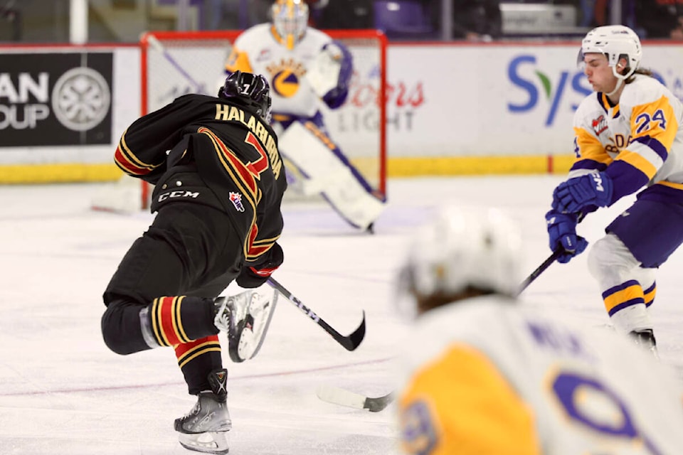 Saskatoon Blades down Vancouver Giants 2-1 at Langley Events Centre on Saturday night, Feb. 18. G-Men back on home ice for 2 p.m. game Monday (Family Day) against the Spokane Chiefs. (Rob Wilton, Vancouver Giants/Special to Langley Advance Times)