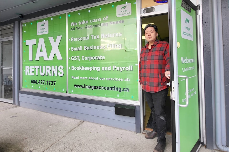 David Jung, owner of Image Accounting in downtown Langley, stood outside his office, ready to help seniors navigate the complexities of tax season. (Tanmay Ahluwalia/Langley Advance Times)